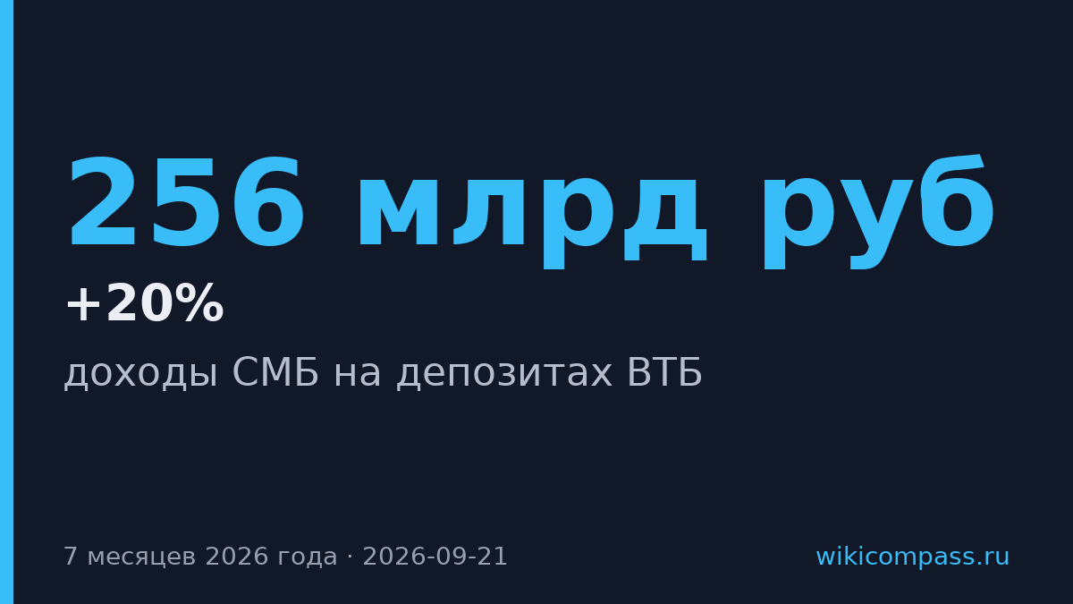 ВТБ заработал 256 млрд рублей на депозитах малого бизнеса