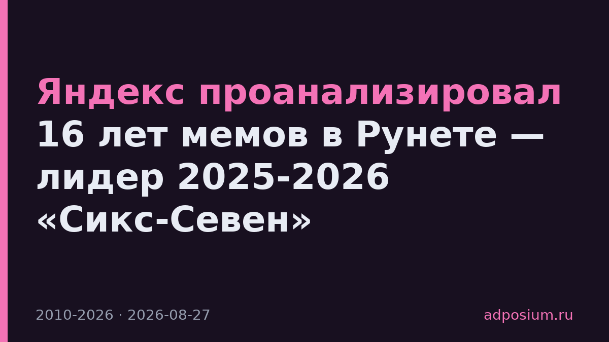 Яндекс проанализировал 16 лет мемов в Рунете — лидер 2025-2026 «Сикс-Севен»